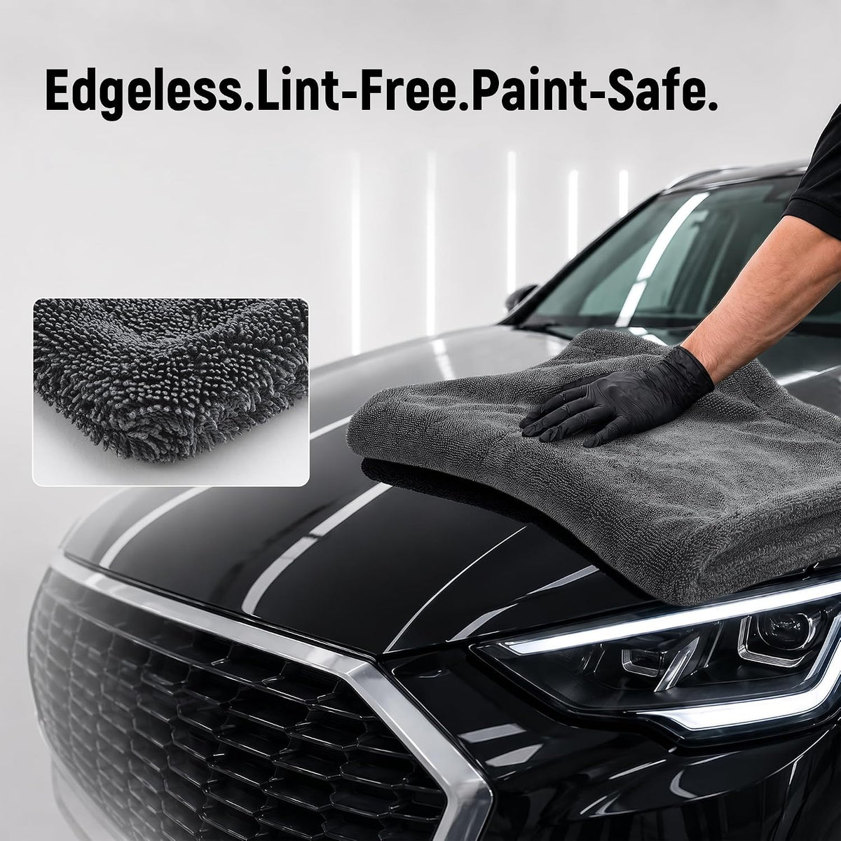 Veco 1600 GSM Car Drying Towel, 36x24 70/30 Microfiber, Gray