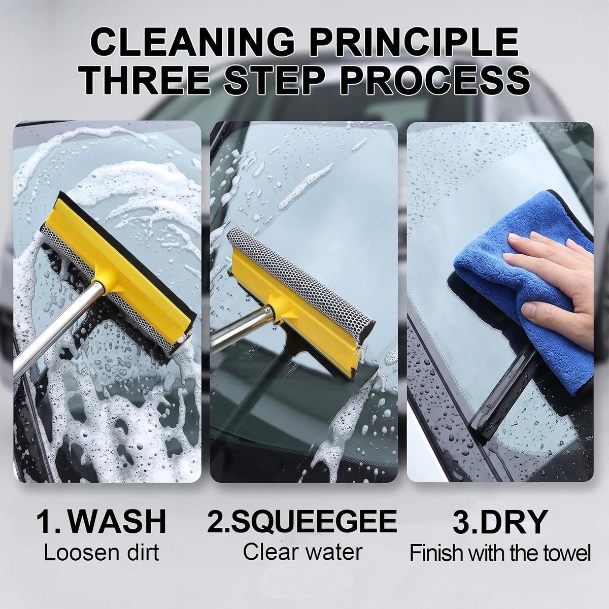 Window Cleaning Kit with 10L Collapsible Bucket