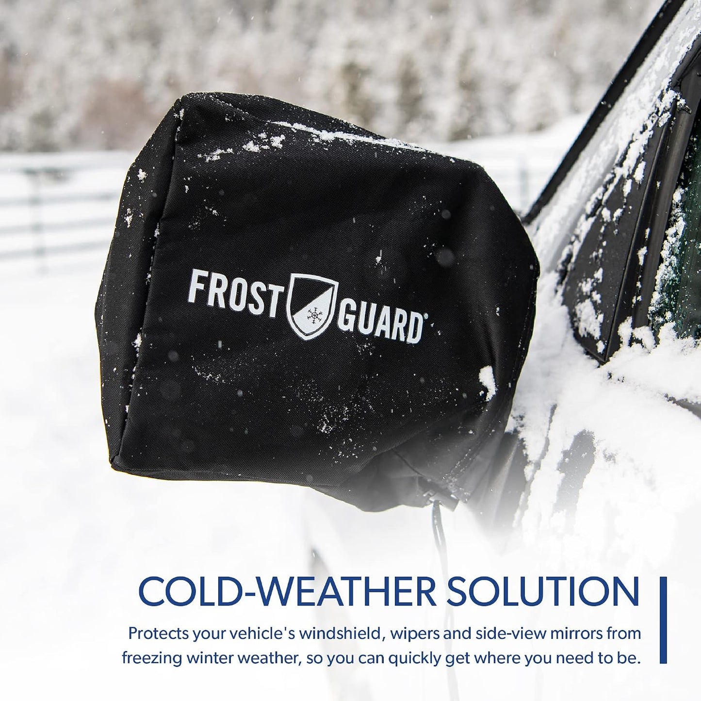 FrostGuard Plus | Winter Windshield Cover for Ice and Snow, XL Size (Black) - Built-in Security Panels, Wiper Blade Coverage + Mirror Covers - Fits XL Size Cars, Trucks and SUVs, 68 x 41 Inches