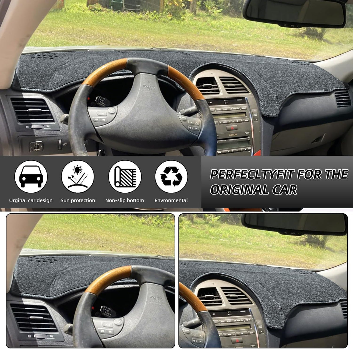Dash Cover Mat Dashboard Cover for Lexus ES ES350 2007 2008 2009 2010 2011 2012 Nonslip Dash Board Protector Mat Interior Accessories Sunshade Anti Glare Pad Carpet (07-12 Dark Gray)
