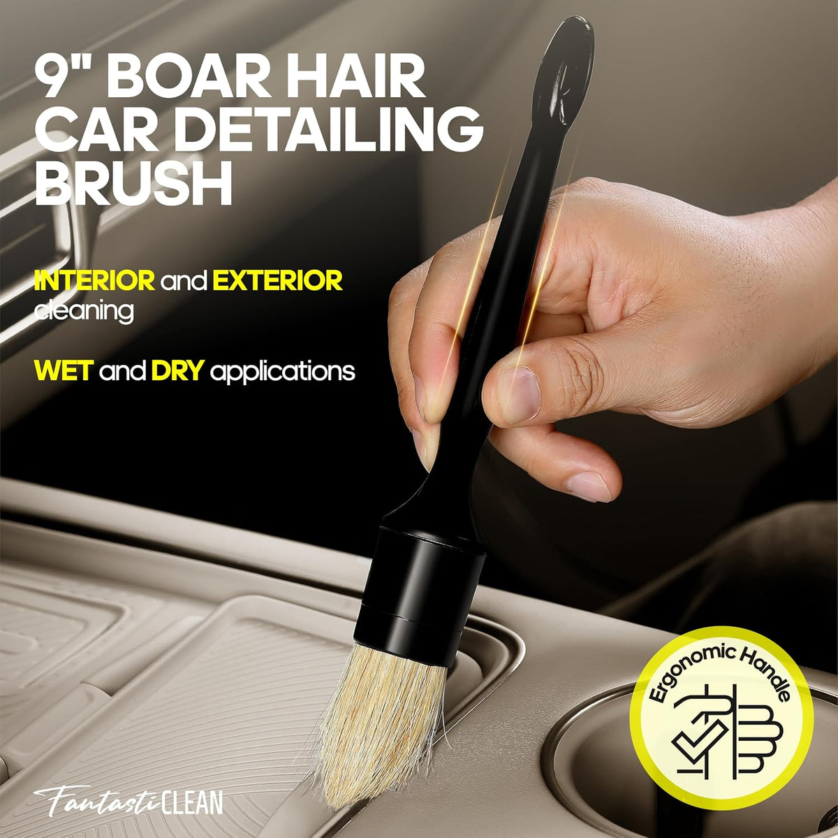 Fantasticlean Car Interior Detailing Kit, Leather Cleaner Brush Set, 9PCS