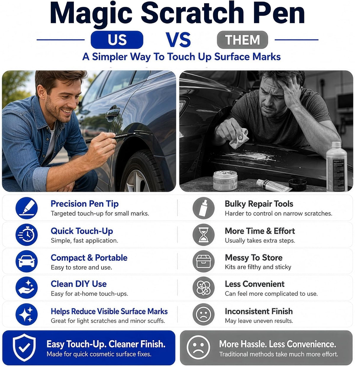 Drivio Car Scratch Remover Pen for Light Scuffs, Swirls & Paint Transfer
