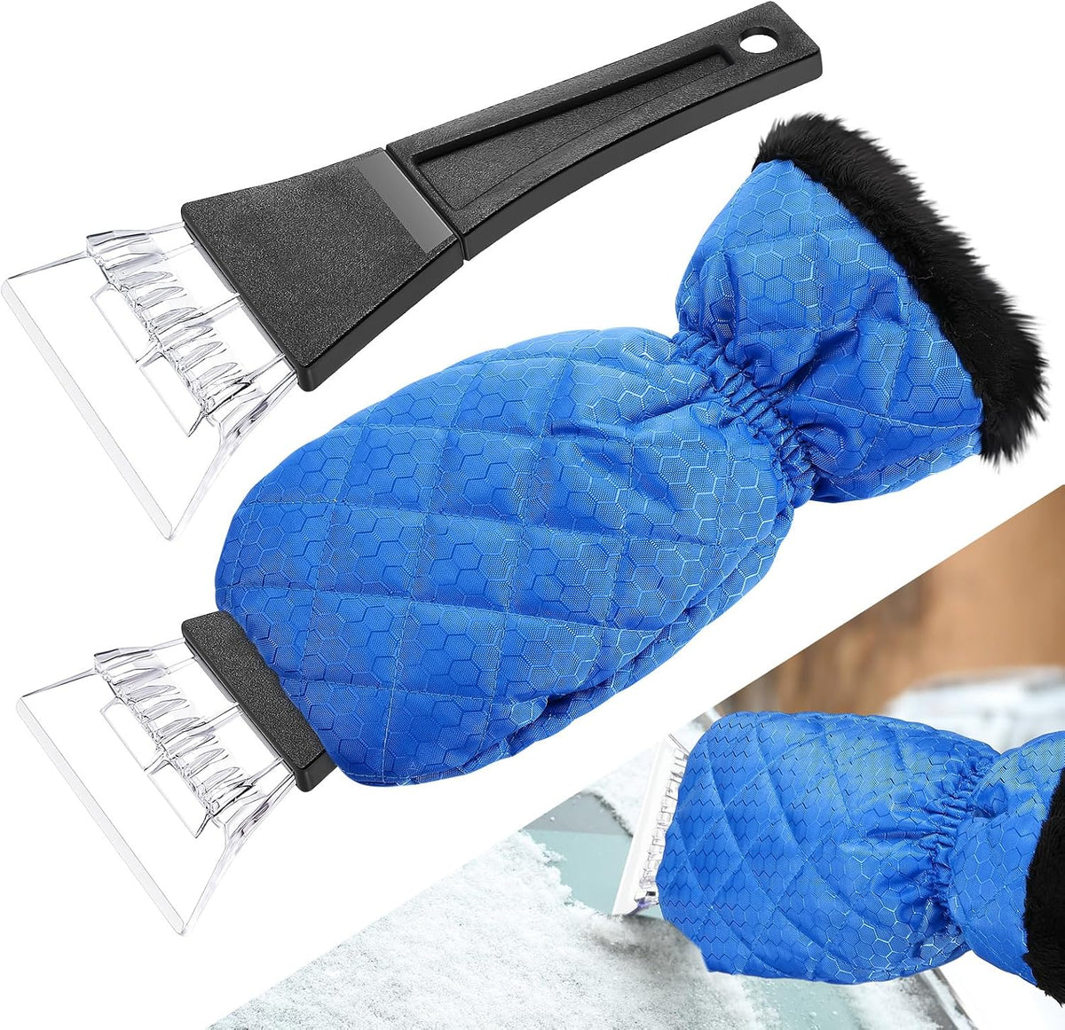 WILLBOND Ice Scraper with Glove Waterproof Ice Scrapers for Car Windshield No Scratch Comfortable Removal Snow Mitt Glove Windproof Warm for SUV Vehicle Truck Snow Quickly Removal
