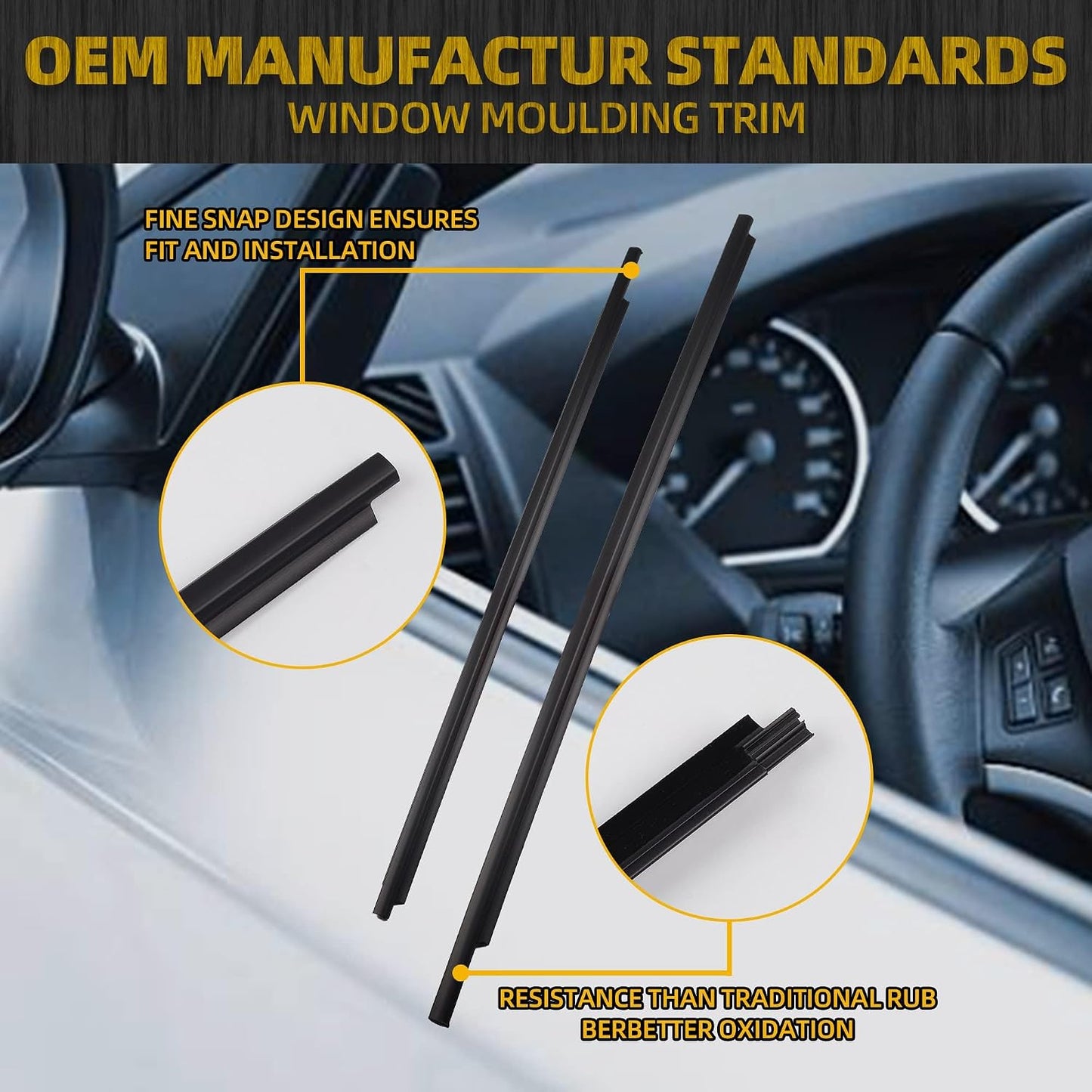 Dasbecan Weatherstrip Window Seal Car Window Moulding Trim 4pcs Compatible with Toyota Prius 2010-2015 Replaces# 75720-47021 75710-47021 75740-47021 75730-47021