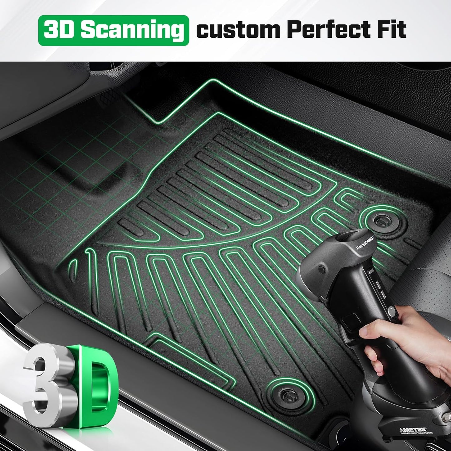 Cartist Floor Mats Fit for Ford Econoline/E-Series 2007-2025 E150/E250/E350/E450,All Weather Floor Liners for Econoline/E-Series Accessories Carpet Protection 3D TPE Heavy Duty Van Floormats
