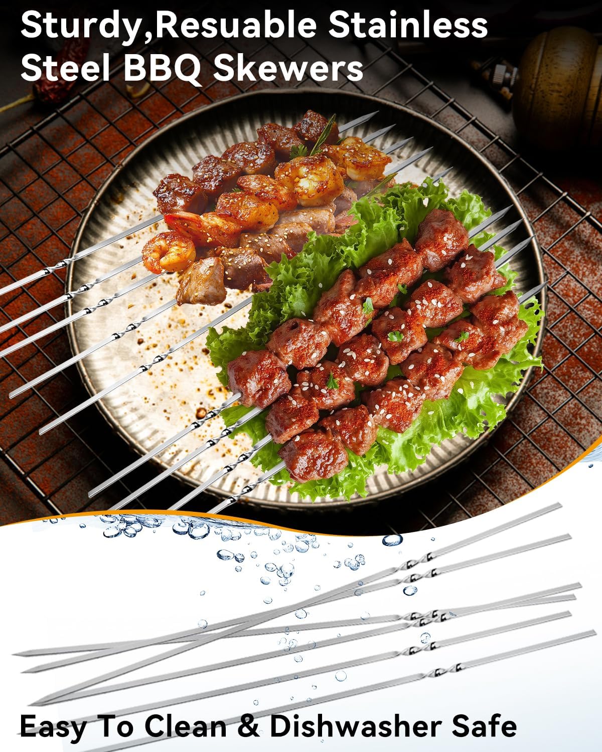 Grill Carry System, grill prep trays 13Pcs,Large Stainless Steel Trays for Food,Stainless Steel Cutting Board & reusable skewers,BBQ Grill Accessories, Grilling Gifts for Men