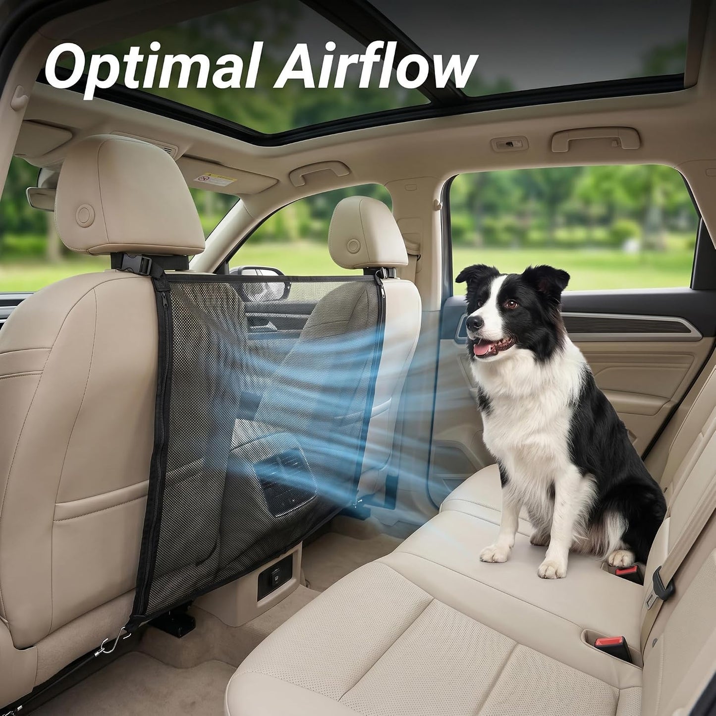 Dog Car Net Barrier for Back Seat, Pet Mesh Divider Gate Between Seats, SUV Truck Backseat Safety Barrier for Dogs Travel