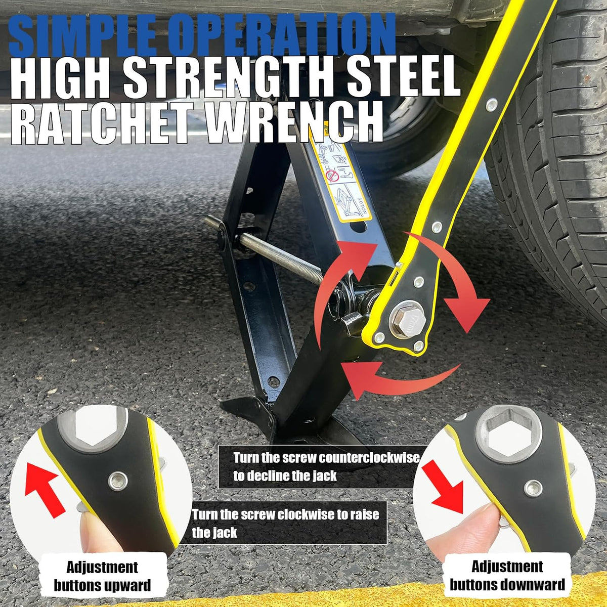 Car Jack Kit 3 Ton/6614 lbs Multipurpose Universal Scissor Jack for Car with Rubber Jack Pad, Portable Spare Tire Changing Kit for Sedan SUV MPV Tesla