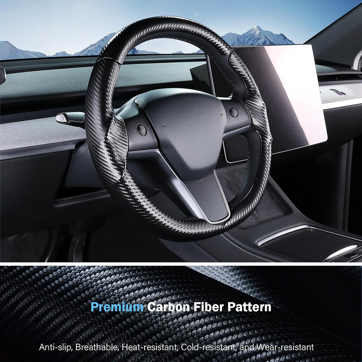 Aimato Customized Car Steering Wheel Cover for Tesla Model 3/Y