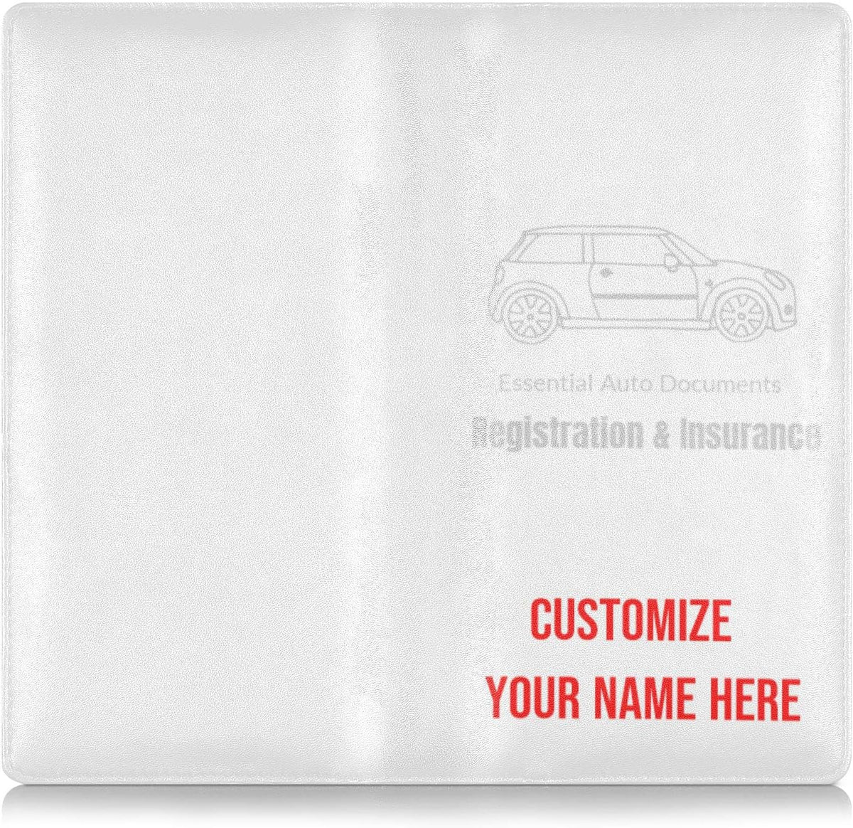 Custom Car Registration and Insurance Card Holder Personalized Leather Glove Box Organize Men Women Wallet Accessories Case for Cards, Essential Document Driver License White