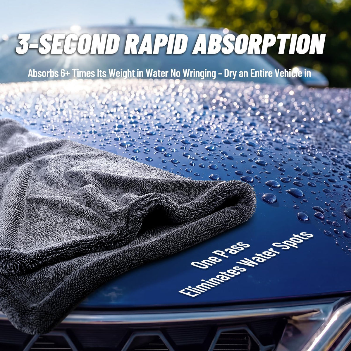 𝟏𝟑𝟎𝟎GSM Car Drying Towels: 2-Pack 36"X24" - Super Absorbent