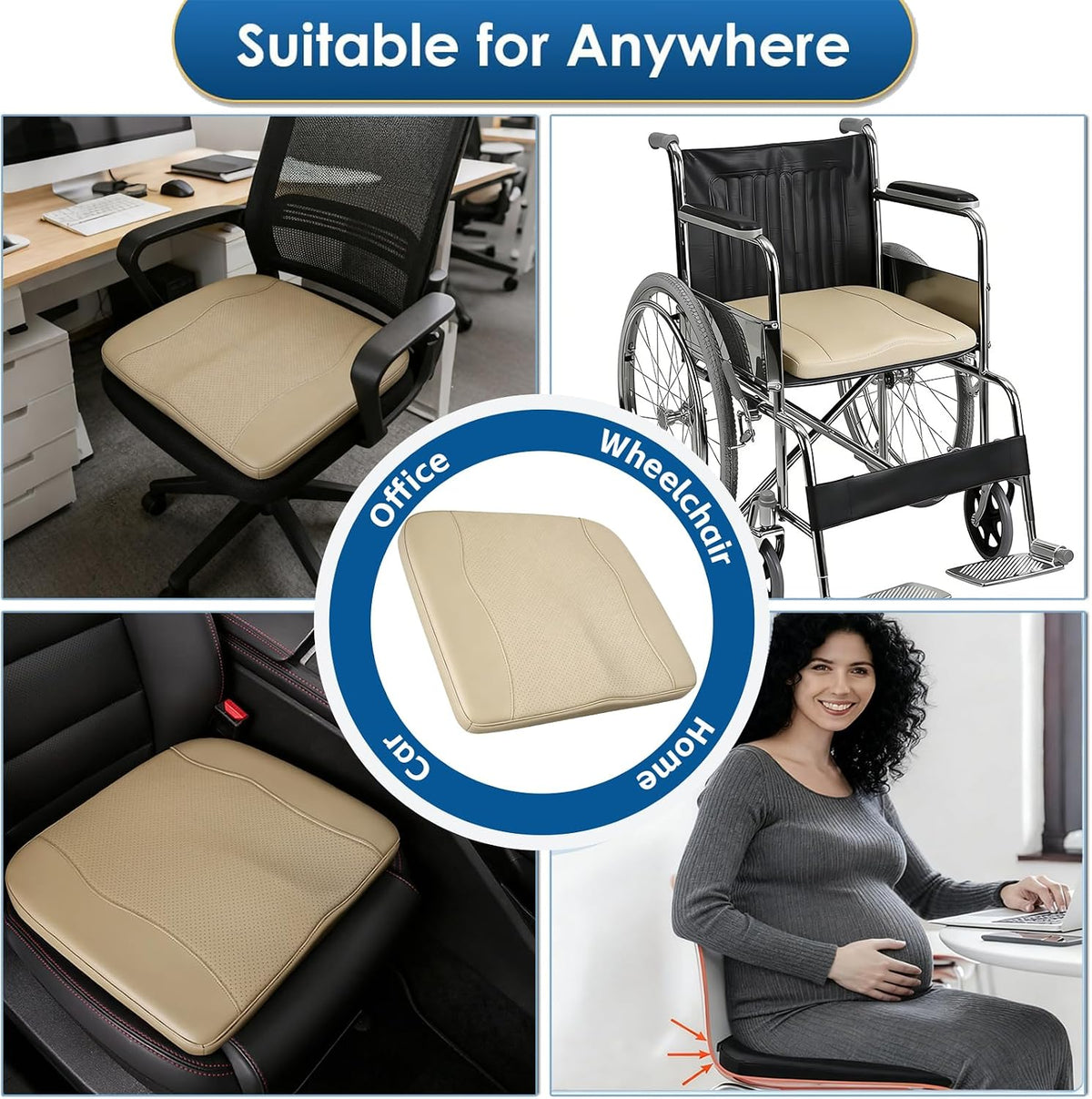 Comfort Memory Foam Car Seat Cushions For Driving,Beige Booster Cushion Pad