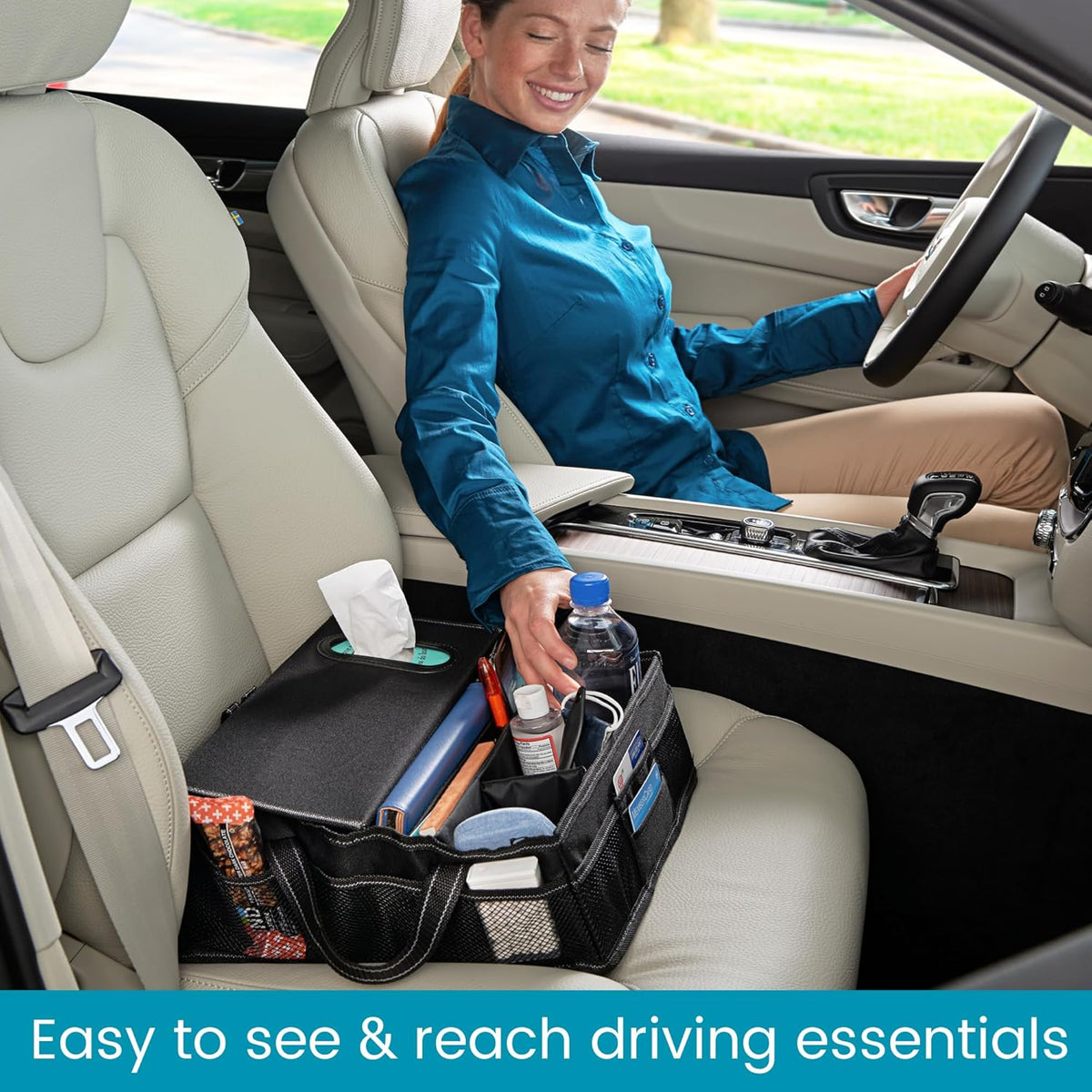 High Road SeatStash Car Front Seat Organizer for Driver and Office Storage with Tissue Holder and Divided Multipurpose Compartments