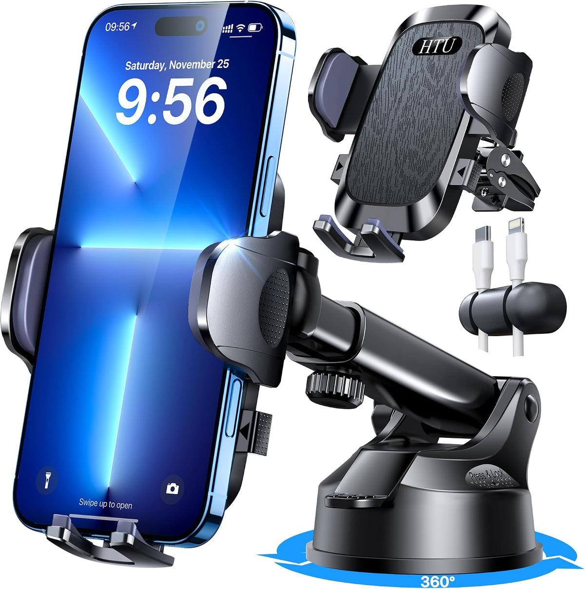 【Upgraded Strongest Suction & Pro Military-Grade Certs 】Ultimate Car Phone Mount【360°Rotatable Suction】Cell Phone Holders Truck Stand for Dashboard Windshield Vent for iPhone 17 Pro Max Samsung,Black
