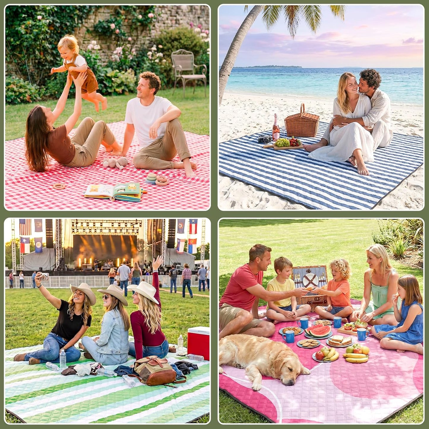 Genovega Waterproof Picnic Blanket Outdoor Camping Beach Mat Rug Extra Large Foldable Car Essential Roadtrip Gadget Accessories Glamping Tent Gear Must Haves Hiking Stuff Backpacking Necessities Gift