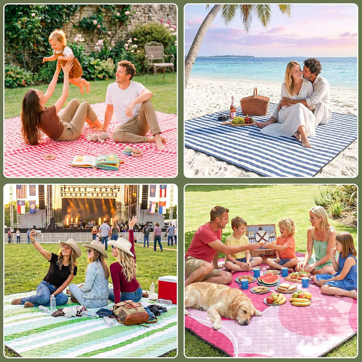 Genovega Waterproof Beach Blanket Picnic Outdoor Mat Rug Mama Mommy Mom Ever from Daughter Son Birthday Groom Bride Law Step Stepmom Present Regalos para el día de Las