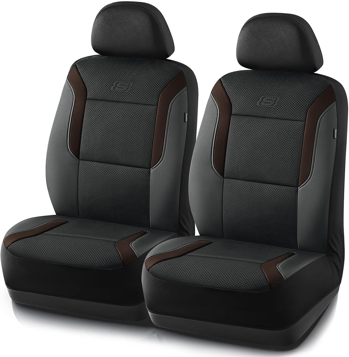 Skechers Memory Foam Car Seat Covers, Air Cool Mesh Thick Seat Covers,Car Seat Covers Front Seats Airbag Compatible, Automotive Comfort Protection for Most Cars,Van,Trucks, SUVs,Brown