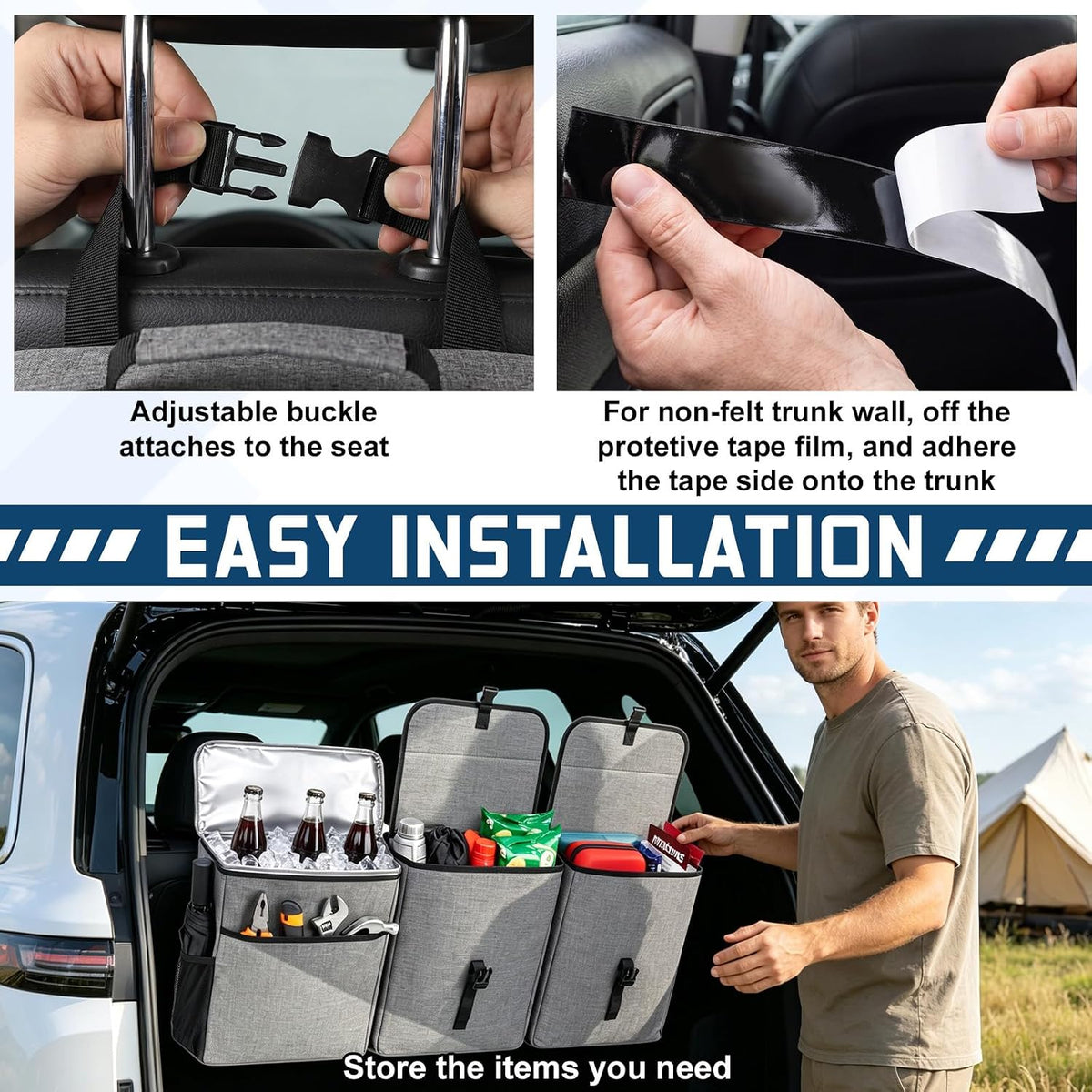 GDNasist Car Trunk Organizer, Backseat Hanging Organizer for SUV/MPV/Truck