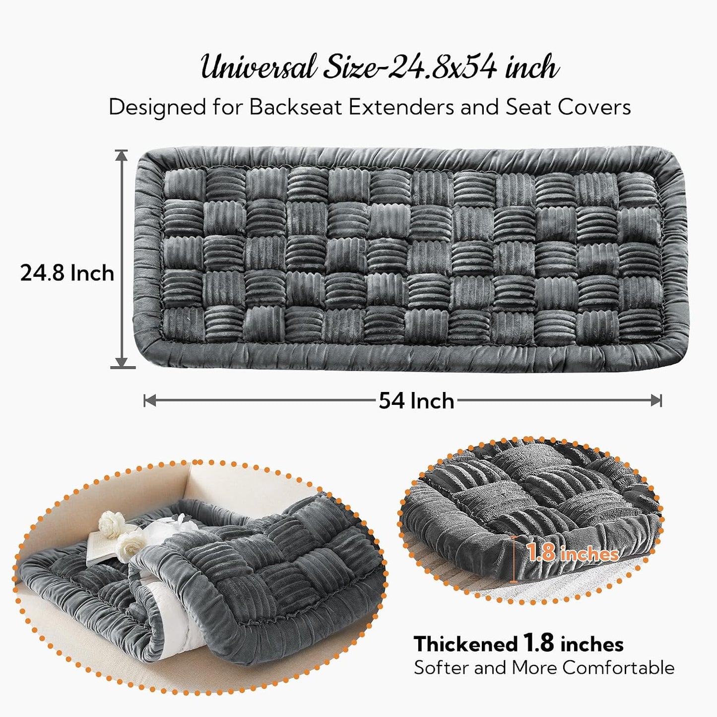 Soulbond Backseat Pet Bed Mat,Dog Bed for Car,Fuzzy Dog Seat Cover for Car Back Seat, Non-Slip Travel Pet Mat, Fit for Backseat Extenders and Seat Covers(Gray)