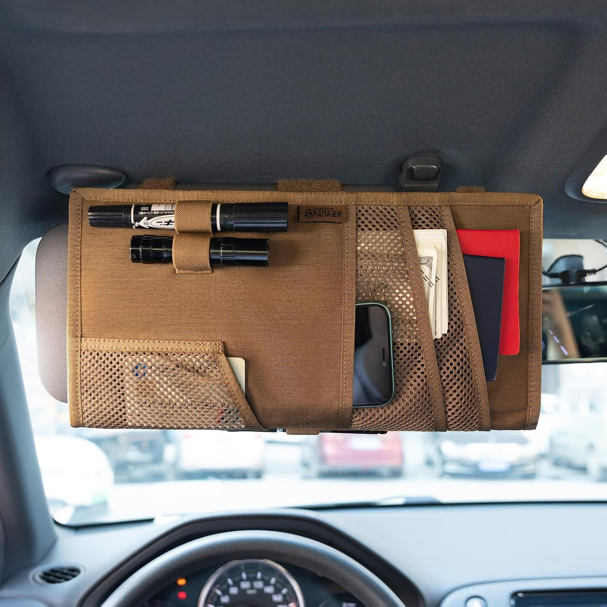 EXCELLENT ELITE SPANKER Tactical Visor Panel Organizer for Pickup F150 Large Molle Vehicle Sun Visor Holder Car Sunshade Storage Pouch
