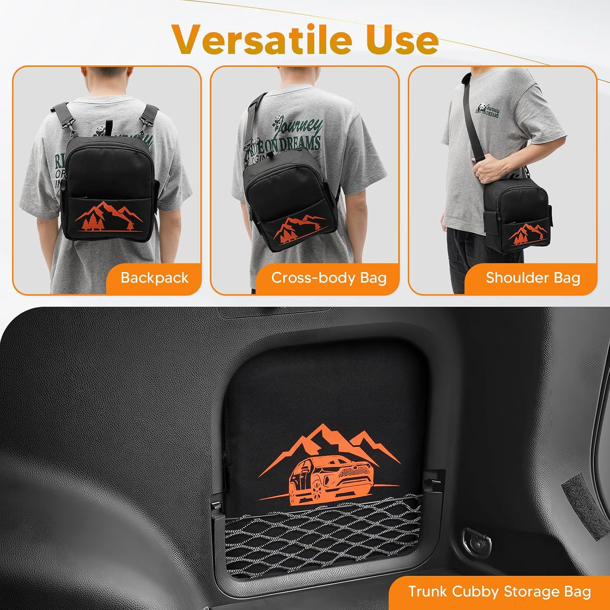 Powerty Trunk Organizer for Toyota RAV4 2019-2025, RAV4 Cargo Organizer, Cargo Storage Bag for 2019-2025 Toyota RAV4 Accessories Orange