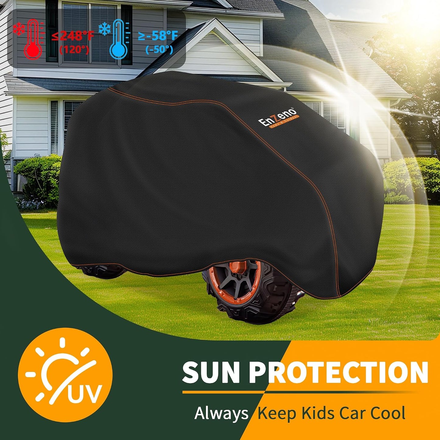 Enzeno Kids Ride-On Toy Car Cover,Power Wheels Cover Waterproof,Outdoor Toy Car Cover for Power Wheels Jeep & Toddler Electric Vehicles,All-Weather Protection,Universal Kid Ride-on Accessories
