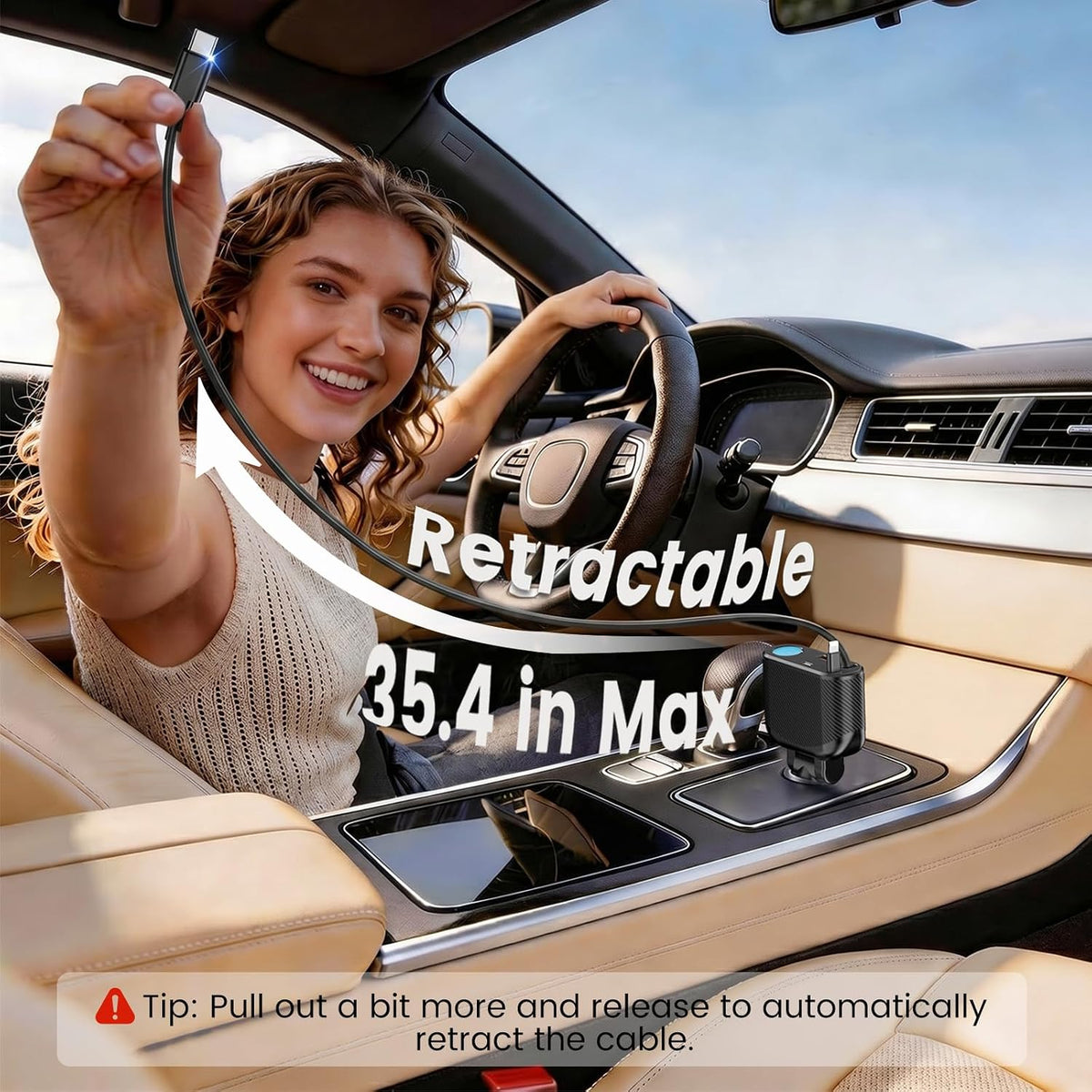 OHLPRO Retractable Car Charger Cigarette Lighter Adapter, 168W 5 in 1 Fast Phone Charging Built-in Replaceable Fuse, Socket Splitter with USB C and USB i Cord, Fit for Phone iPad Galaxy GPS, Black