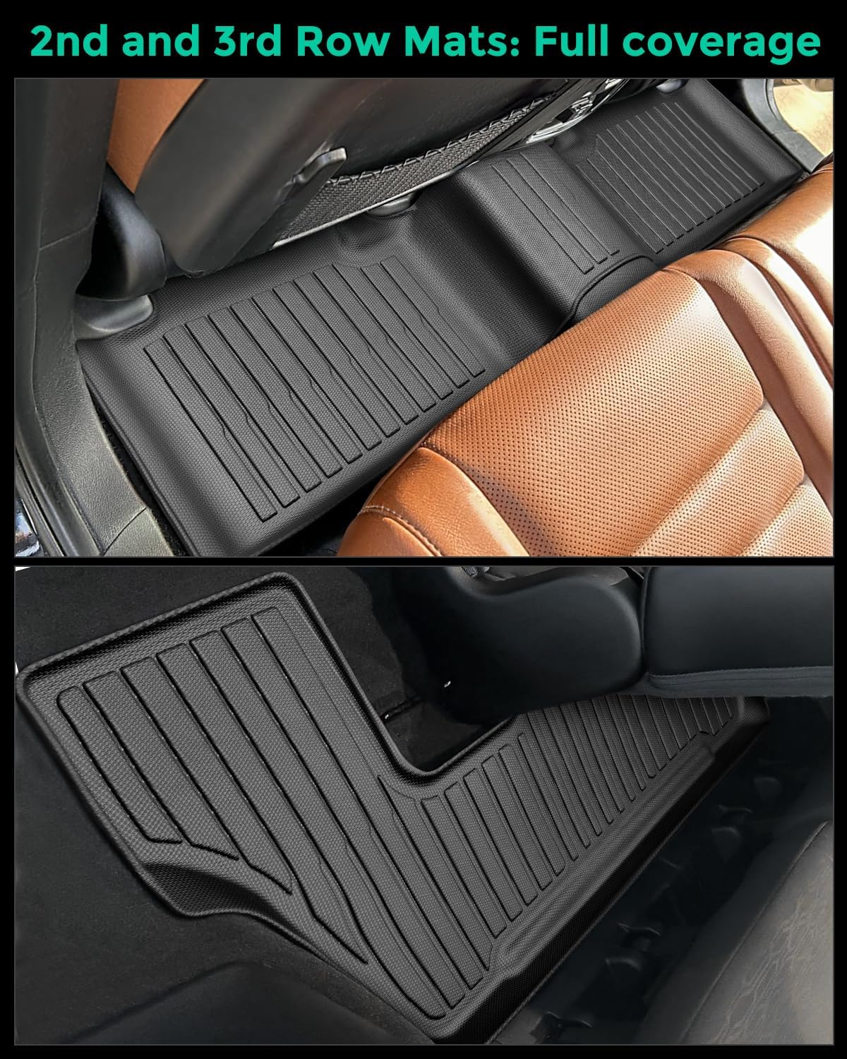 Car Floor Mat for Dodge Durango: All Weather Custom Fit TPE Accessories - Floor Cargo Liner Backrest Mat 2011 2012 2013 2014 2015 with 7-Seater 2nd Row Bench Seat
