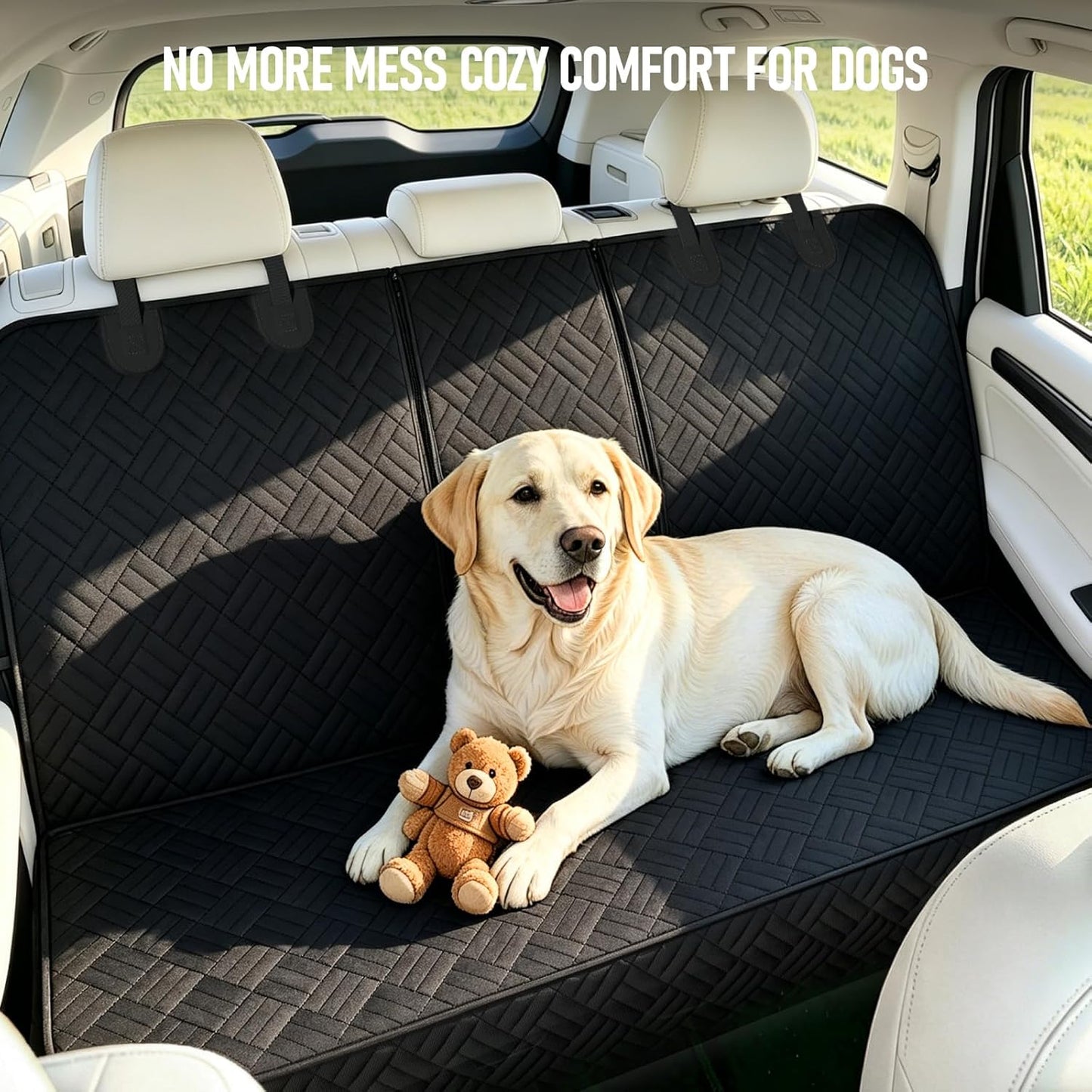 Dog Car Seat Cover for Back Seat, Waterproof 600D Oxford Protector for Travel and Daily Use, Non Slip Scratch Resistant Bench Cover, Easy to Clean, Fits Cars/SUVs/Trucks, 54 Inch