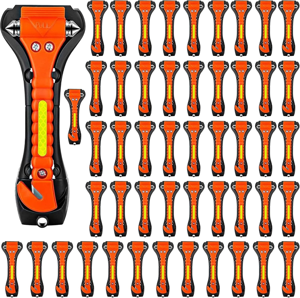 Safety Hammer, 50 Pack Car Emergency Escape Tool Car Window Breaker and Seat Belt Cutter with Light Reflective Tape for Family Car Life Saving Survival Kit