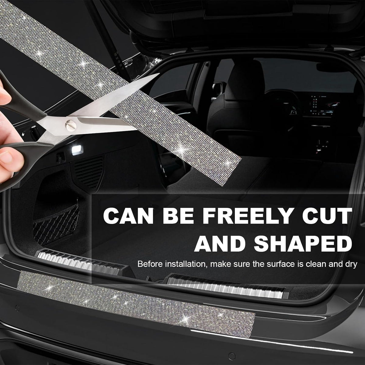 2 PCS Bling Car Door Sill Protector, Rhinestone Auto Door Entry Guard Anti-Scratch Protective Strip, Sparkling Anti-Collision Threshold Bumper Scuff Sticker for Most Cars (Colorful, 2.75 Inch)