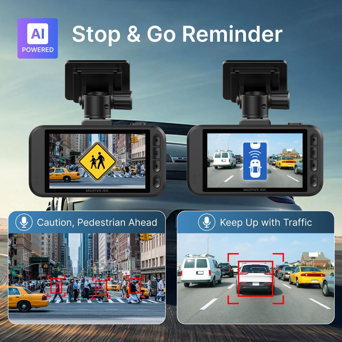 Dash Cam Front Rear, 4K Front + 4K Rear Full HD Dash Camera for Cars Built-in Wi-Fi Bluetooth GPS with 64GB SD Card, 3.0” IPS Screen with App Control, G-Sensor, HDR, Night Vision, 24H Parking Mode