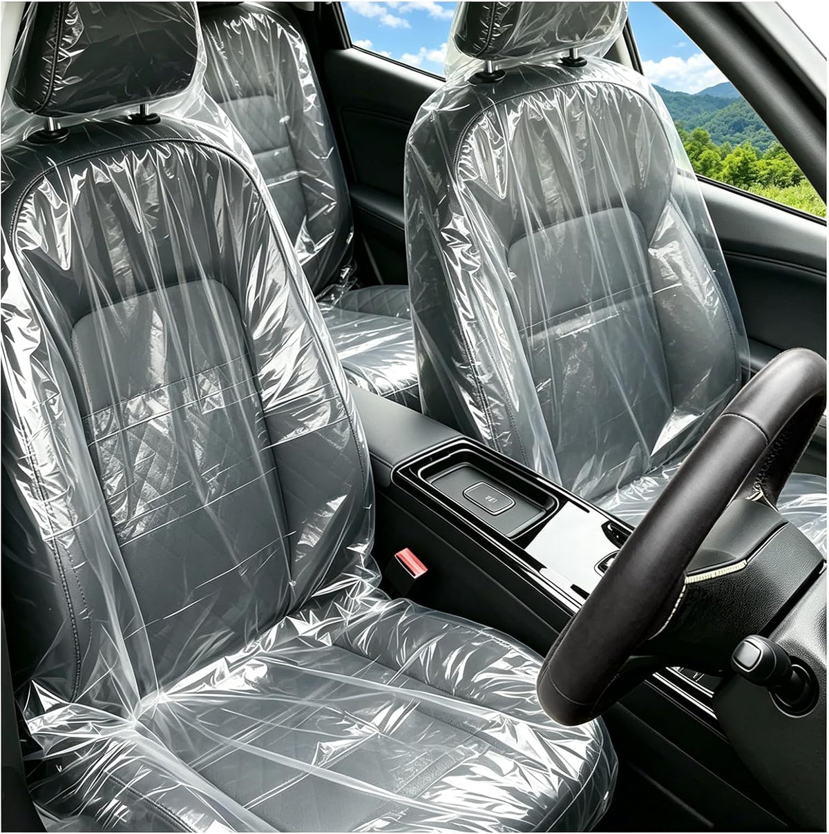 20PCS Disposable Car Seat Covers,Portable Plastic Seat Covers for Cars Seats Full Coverage Protection,Universal Disposable Seats Cover for Cars Includes Font & Back