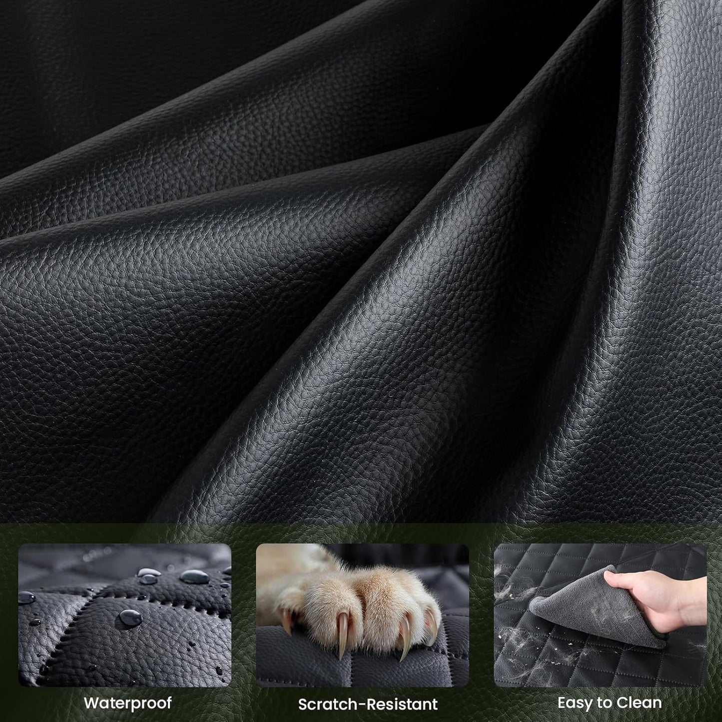 Pecute Dog Car Seat Cover for Back Seat 53.54 * 23.62 in, Car Window Fixing for Maximum Car Protection, Leather Fabric Back Seat Extender for Dogs, Waterproof & Scratch-Resistant, Support to 330 lbs