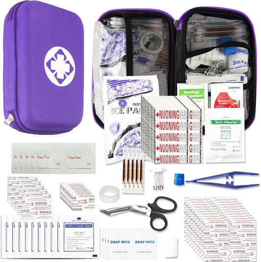 First Aid Kit 277PCS Car Home Camping Essentials Purple Emergency Kit