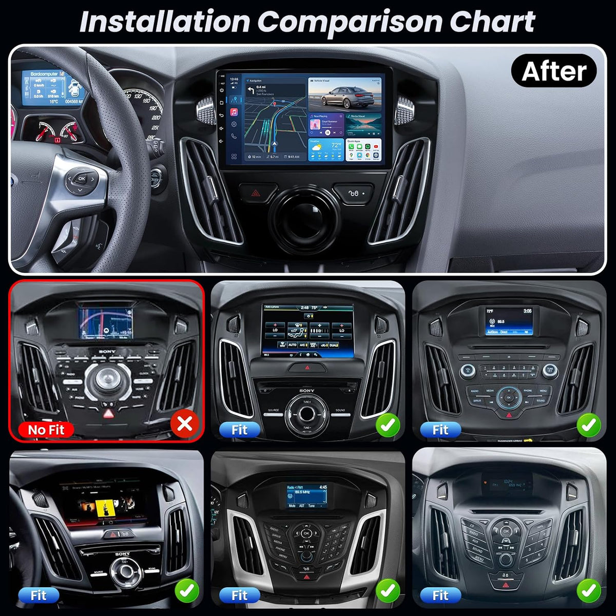 [4Core 64GB ROM] Car Radio for Ford Focus 2012–2018 Replacement