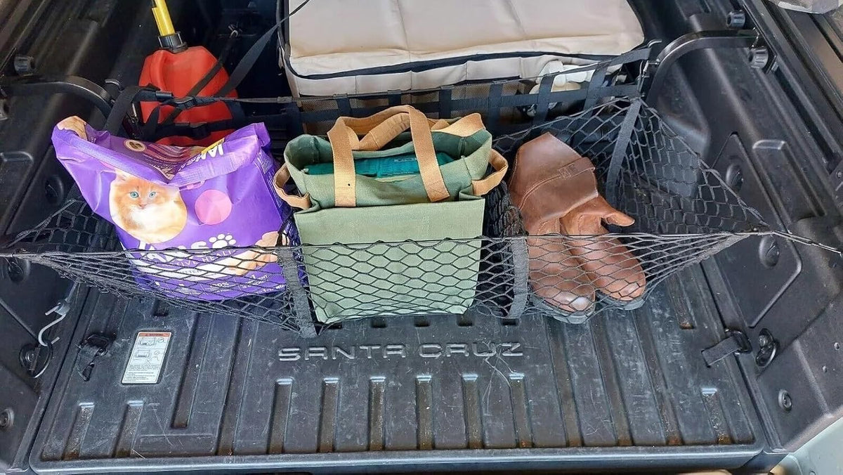 Trunk Bed 3 Pocket Cargo Net for Hyundai Santa Cruz 2022-2026 – Envelope Style Cargo Net for Pickup–Premium Mesh Car Trunk Organizer Vehicle Carrier Storage–Compatible with Santa Cruz