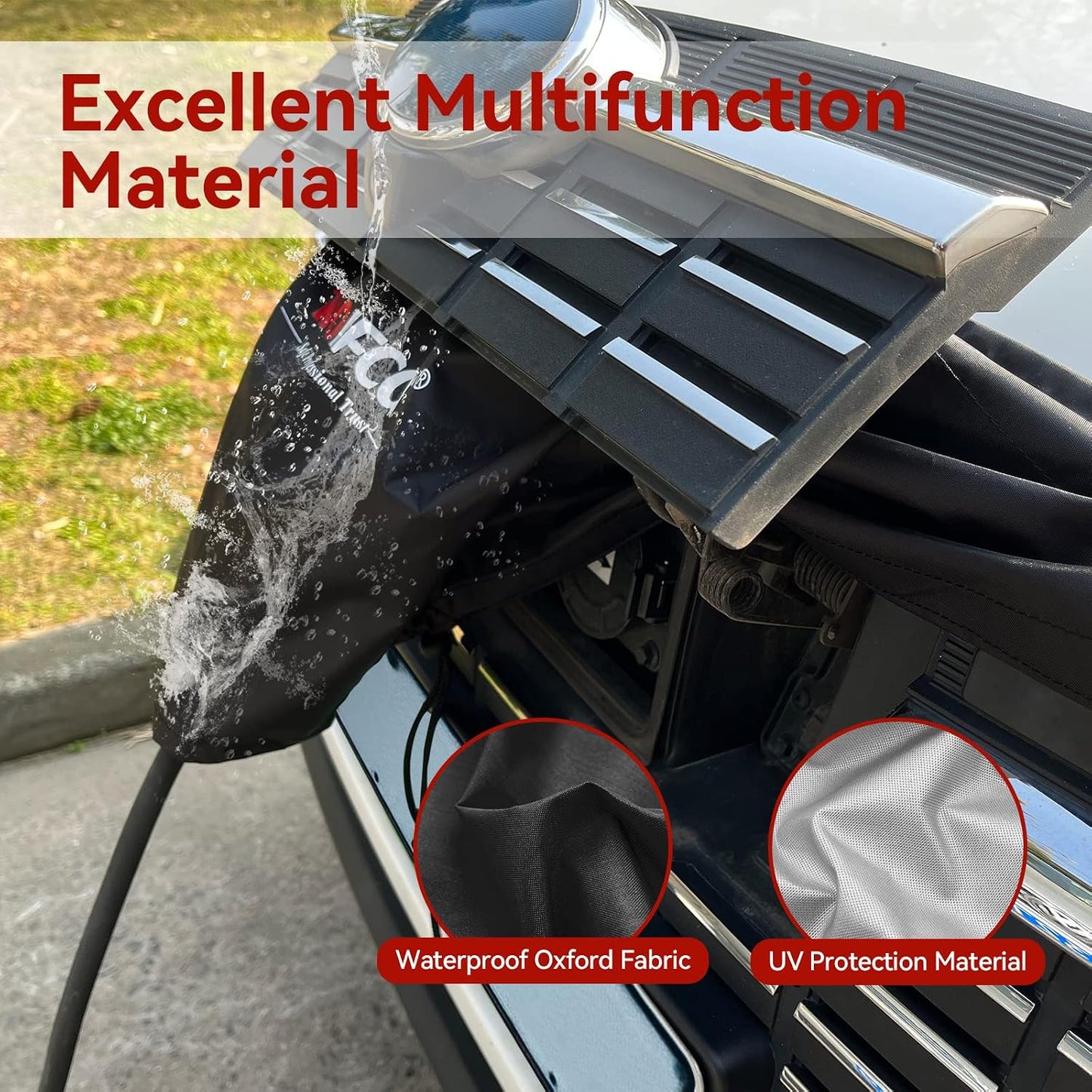 WOLFCAR EV Charger Cover, Waterproof EV Charging Port Cover Outdoor, Double-Sided, Rain Snow Sun UV All Weather Protection, Magnetic with Suction Cups for Any EV Body, Kingsize