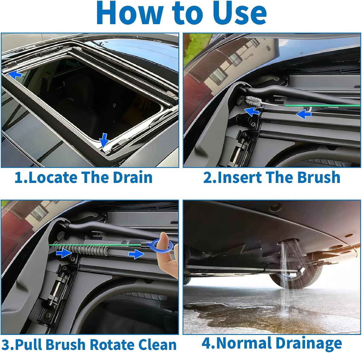 Auto Sunroof Drain Cleaning Tool, 118 Inch Long Flexible Tube Cleaning Brush, Drain Brush Pipe Cleaners for Car Sunroof Windshield Wiper Drain Hole