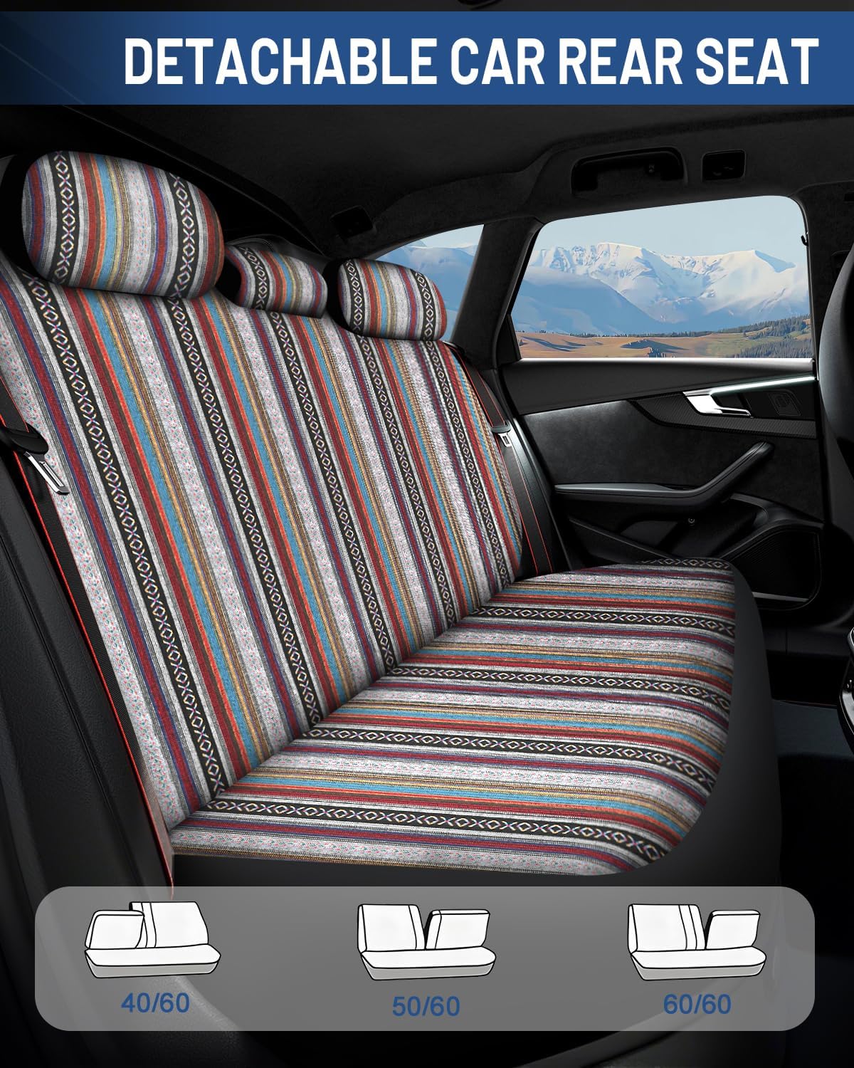 Baja Saddle Blanket Car Seat Covers Front Set 6PCS, Red