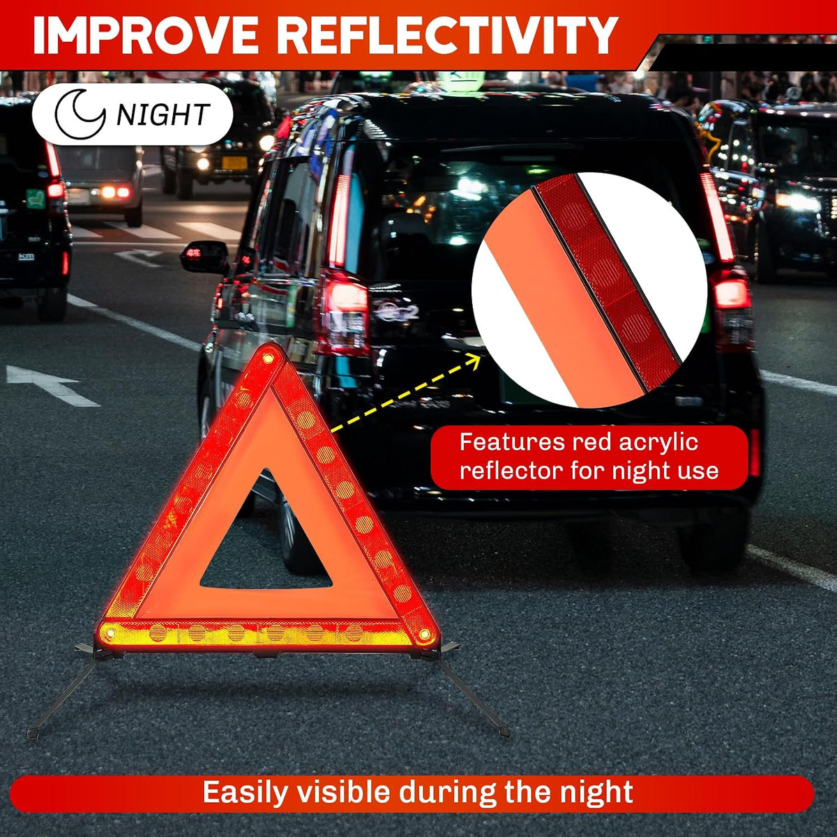 Emergency Warning Triangles 3 Pack Reflective Warning Triangle