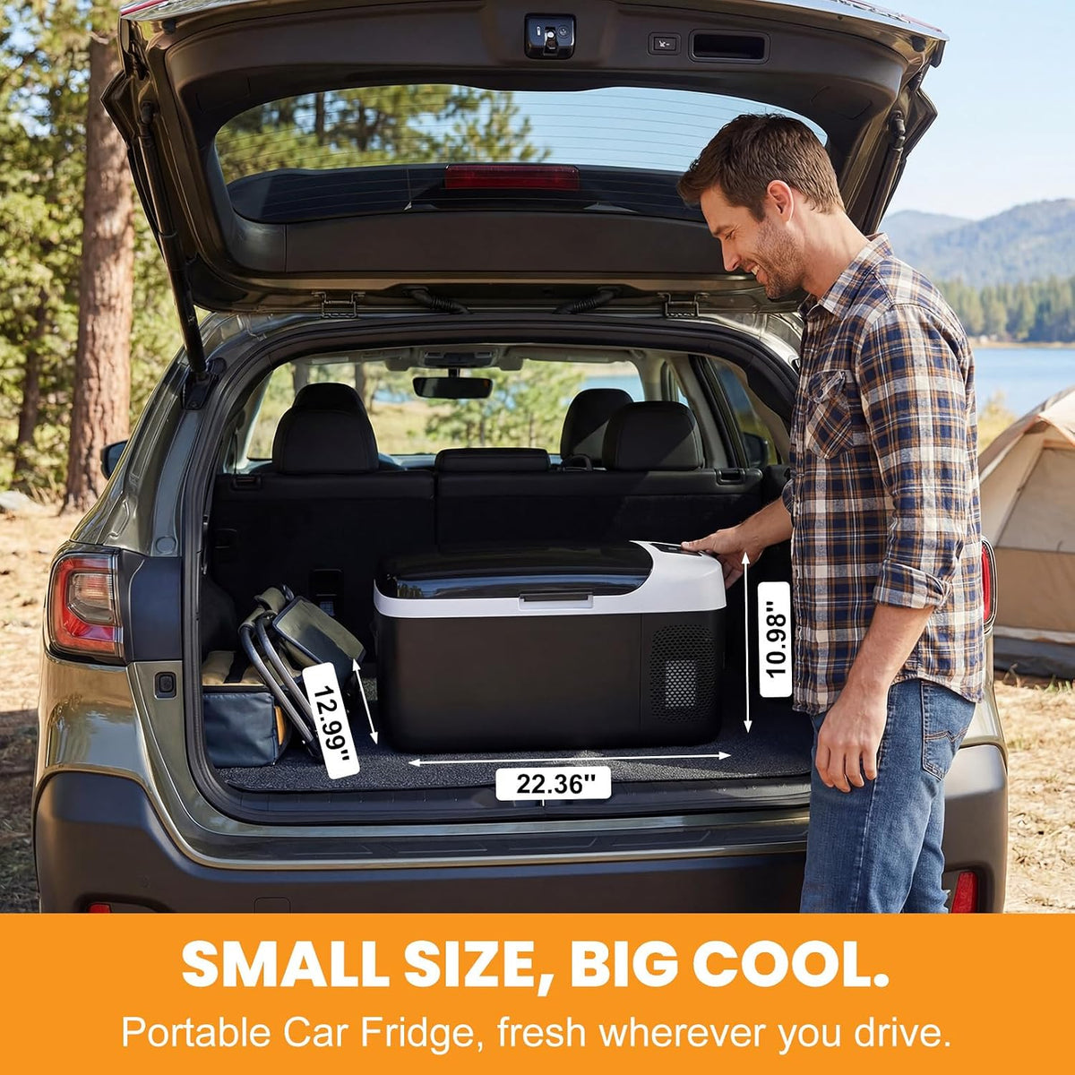 NEWBULIG 12 Volt Car Refrigerator, 17QT Single-Zone Electric Cooler for Vehicles, 12/24V DC &amp; 100-240V AC, -4℉-68℉ Freezer, Bluetooth Control, Battery Protection &amp; Child Lock for Travel, Camping