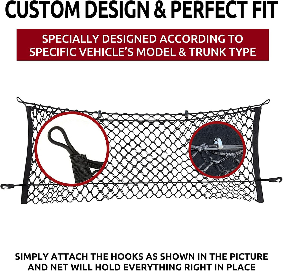 Envelope Style Trunk Mesh Cargo Net for GMC Acadia Buick Enclave Chevy Traverse 2010-2025, Automotive Exterior Accessories - Premium Car Storage Organizers, Cargo Bed Net For Pickup Truck