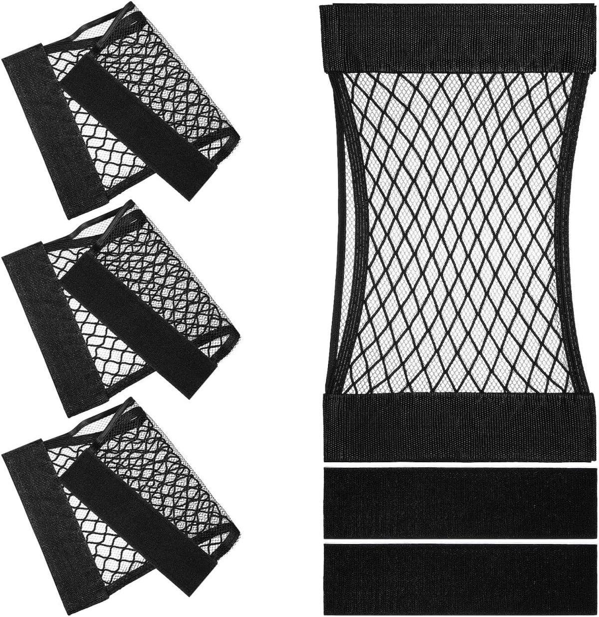 iplusmile 4Pcs Mesh Cargo Net Organizer for Car Trunk Storage Elastic Rear Trunk Boot Storage Net Pouch for SUV Truck Rv 16X10 Inch Pocket for Automotive and Outdoor Use