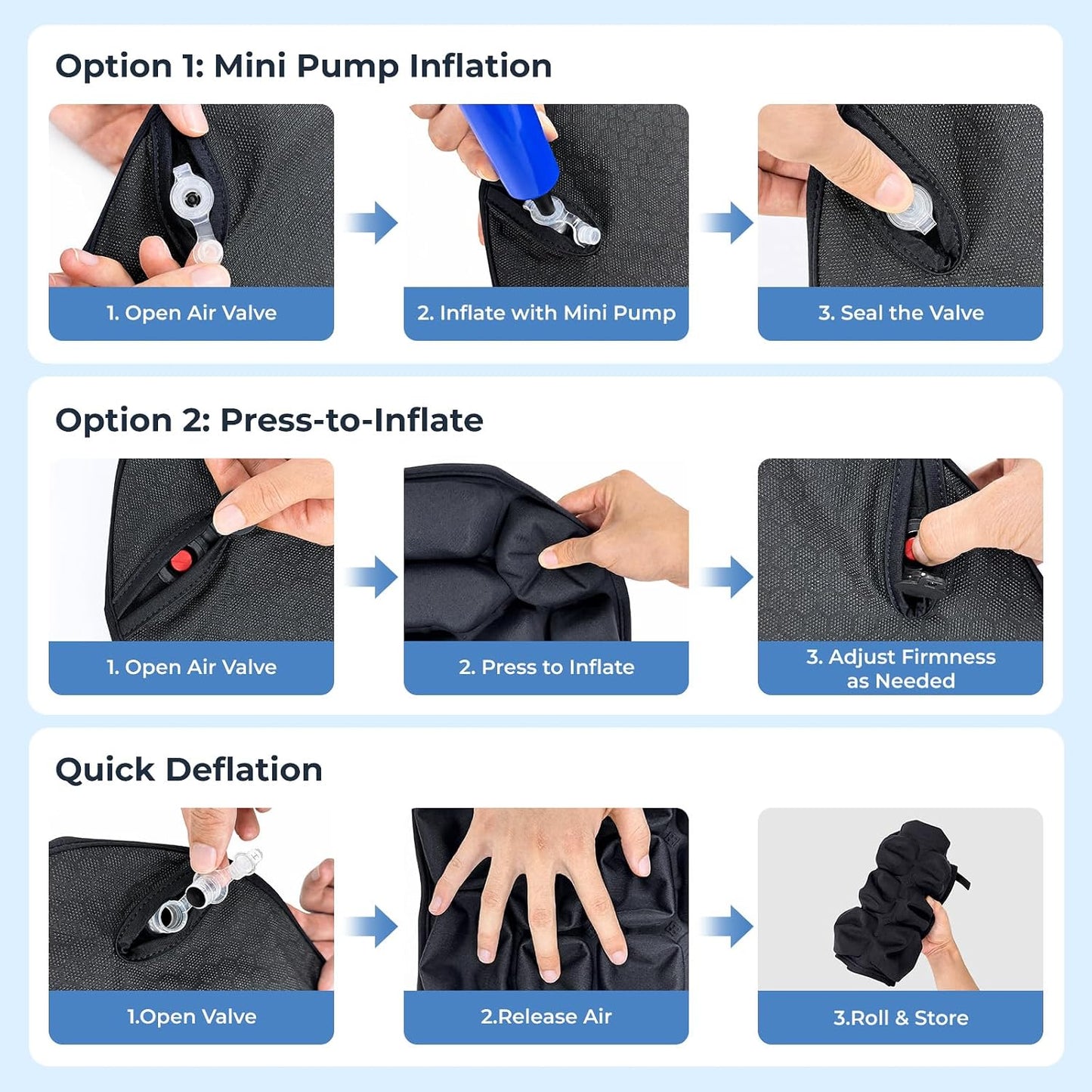 Travel Seat Cushion for Airplane,Inflatable Airplane Seat Cushion | Portable Seat Cushion,Adjustable Air Cushion with Mini Pump for Long Flights,Office Chair,Train and Car Use