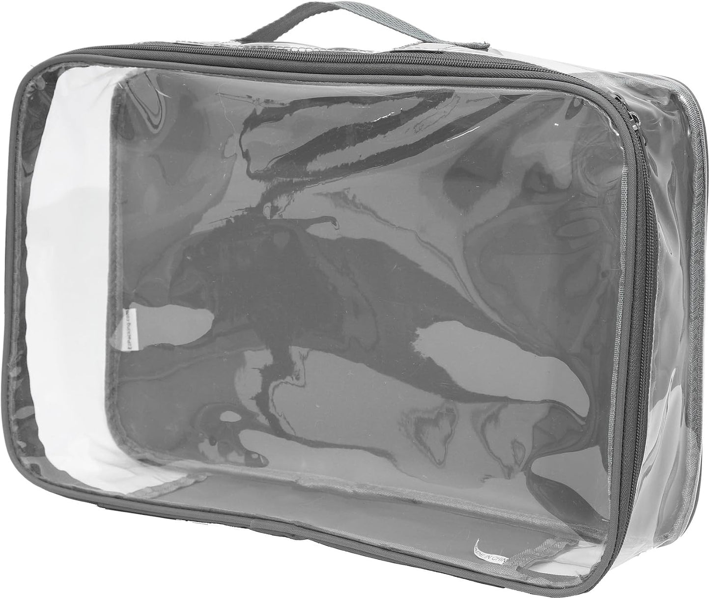 Large Clear Travel Packing Cube/See-Through PVC Organizer for Suitcase/Multipurpose Pouch w/Handle/Dress Shirts, Pants, Cashmere, Sweaters & Seasonal Linen Storage Protection (Pink)