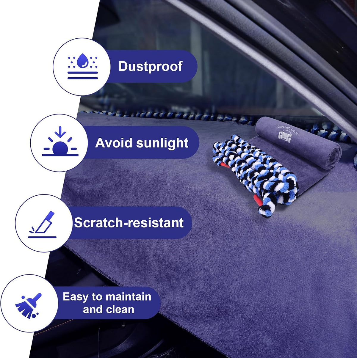 Car Window Tinting Dashboard Protecting Microfiber Towel, 2-in-1 Super Absorbent Fusion Towel Dash Cover and Soak Rope Tool for Vehicle Windshield Scratch-Free Tint Tools