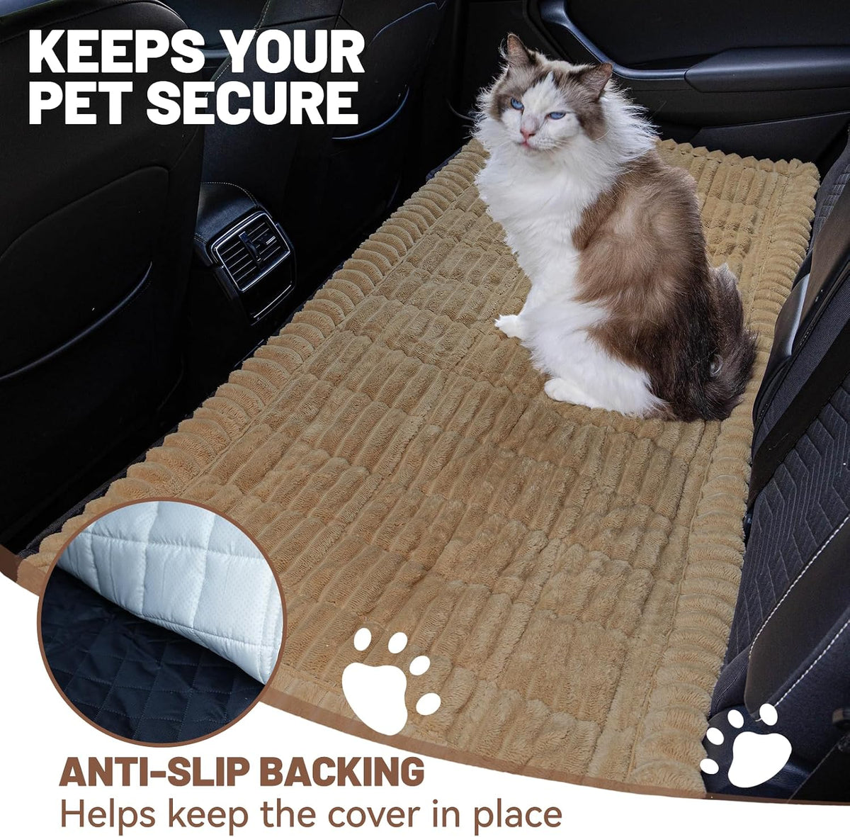 Dog Car Seat Waterproof Bed Cover Back Seat Brown 23.6”x51”