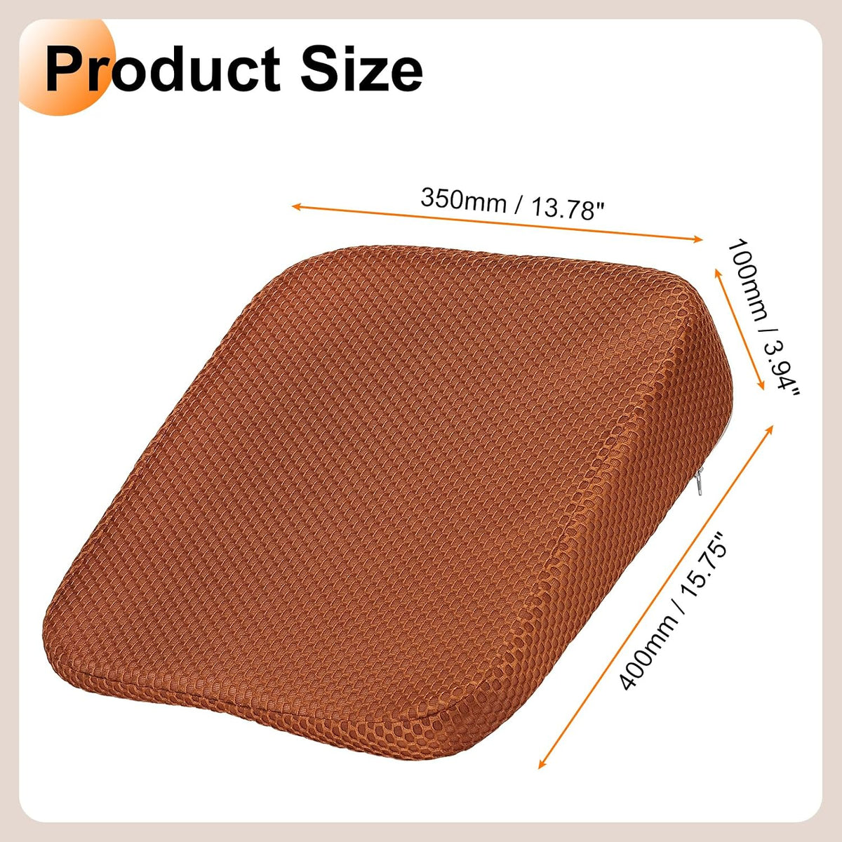 HARFINGTON Seat Cushion 3.94" Thick Comfort Memory Foam Office Chair Cushion with Non Slip Bottom for Car Seat Driver, Orange
