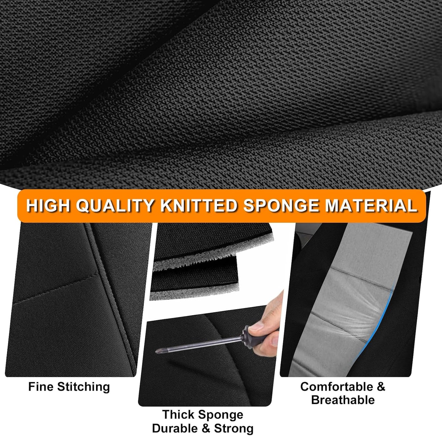 Front Truck Seat Covers for 1997-2000 Ford F-150 | 40/60 Split Bench with Opening Center Console, Not with Airbags Next to The Headrest, Black&Gray